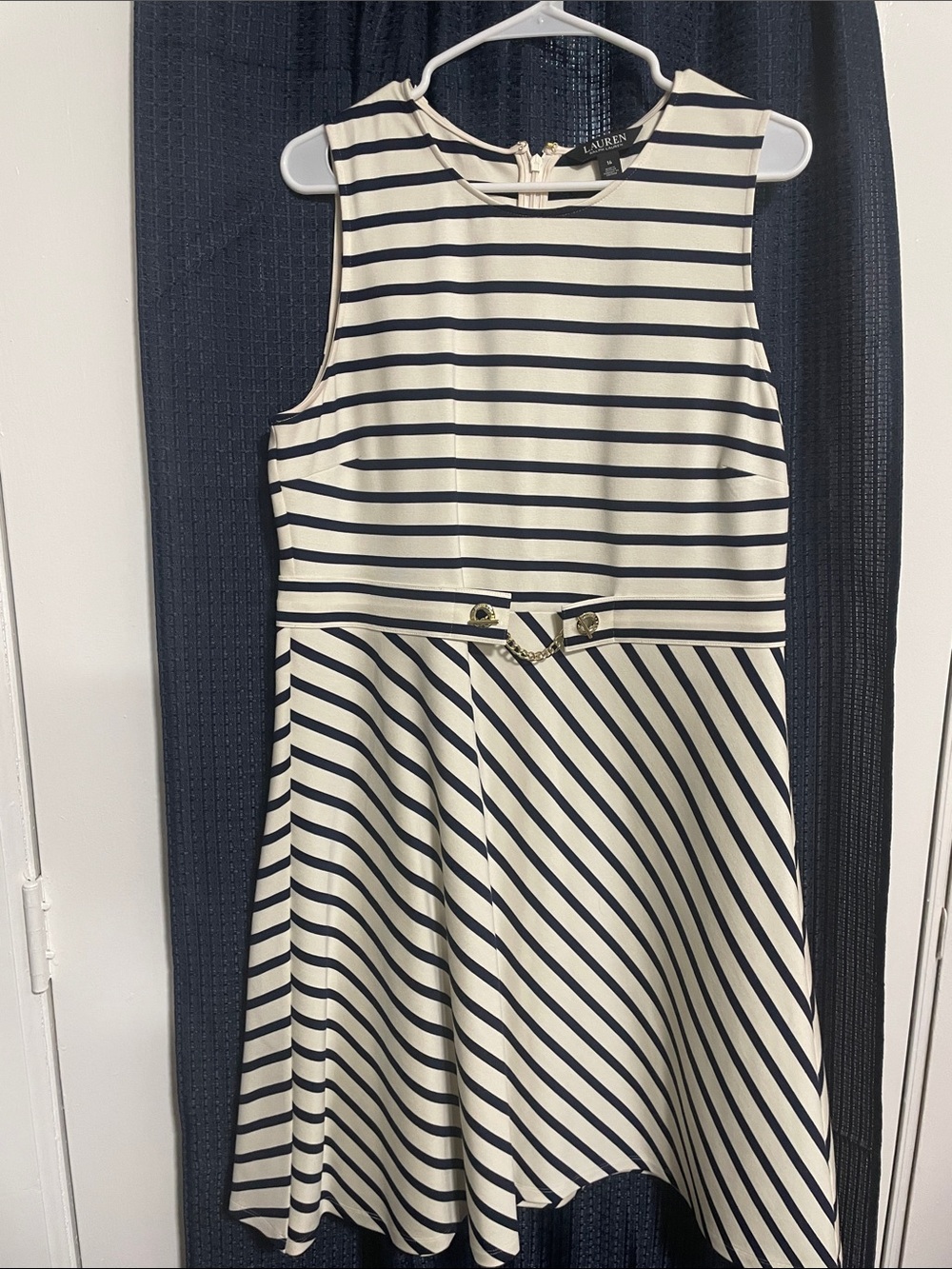 Polo by Ralph Lauren Navy and White Striped Sleeveless Dress